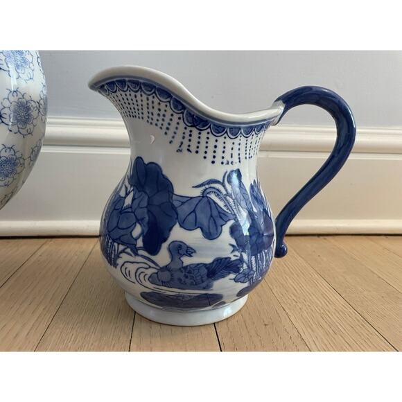 Two's Company Canton Collection Blue & White Vase & Pitcher - Picture 2 of 12